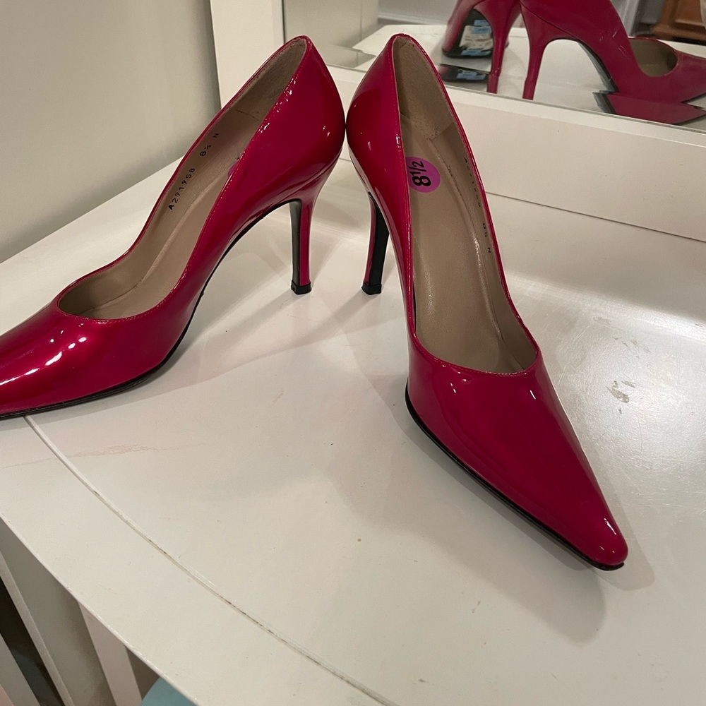 stuart Weitzman real red patent leather heels
